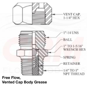 grm free flow, vented cap, body grease fitting