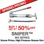 spring promo sniper buy 1 get 2nd 50% off